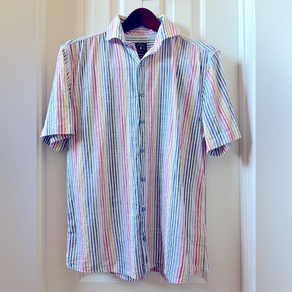 Johnnie-O size M Striped Multicolor Rainbow Men's Shirt